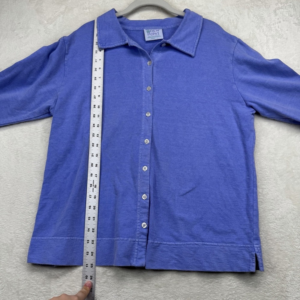 VTG Fresh Produce Periwinkle Blue Button‎ Down Gardening Long Sleeve Shirt L - Picture 4 of 8